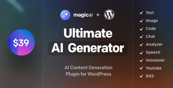 MagicAI for WordPress - AI Text, Image, Chat, Code, and Voice Generator