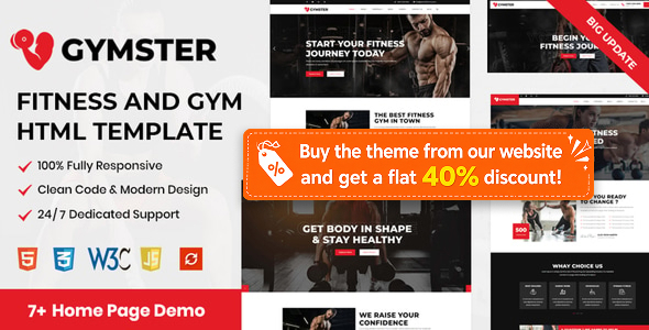 Gymster - Fitness and Gym HTML5 Template