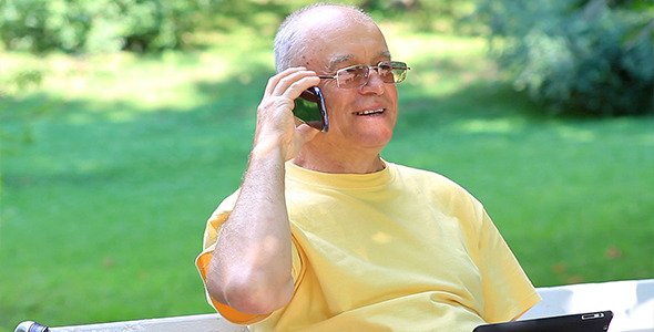 Senior Man Talking on Smart Phone