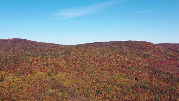 Aerial shot of Long Mountain in West Virginia in the Autumn, the western boundary of the Trout Run V