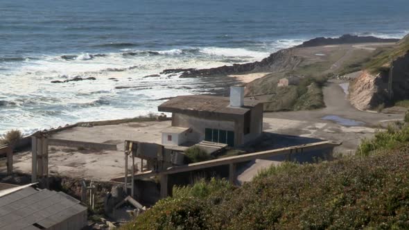 Former cement factory in Cabo Mondego, located in the Serra da Boa Viagem, by the sea. Portugal