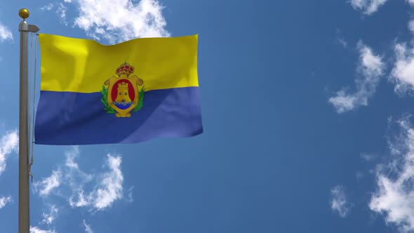 Algeciras City Flag (Spain) On Flagpole