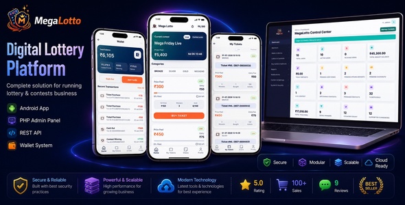 MegaLotto - Digital Lottery Platform with Android App & Admin Panel