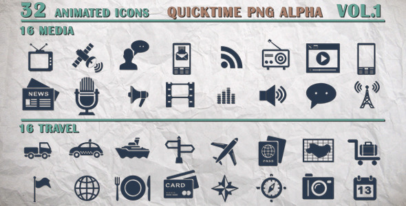 Info icons - Travel and Media