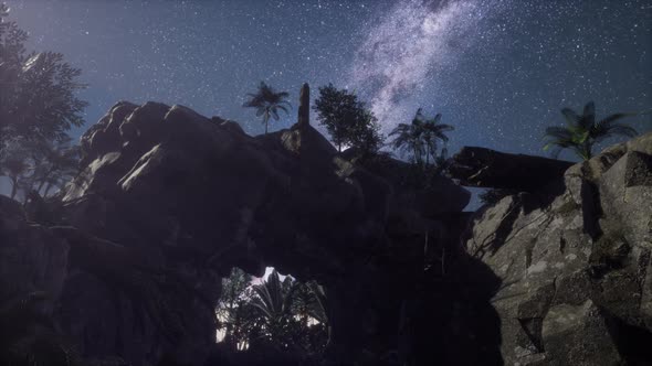 Milky Way Galaxy Over Sandstone Canyon Walls alt