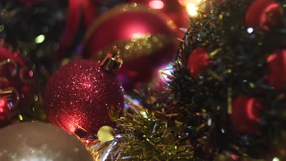 Garland with Christmas fairy-lights and tree toys