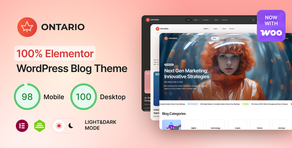Ontario - 100% Elementor Blog WordPress Theme