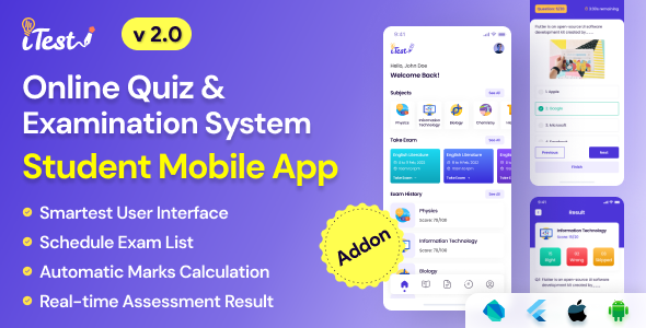 iTest - Online Quiz & Examination System Flutter Mobile App