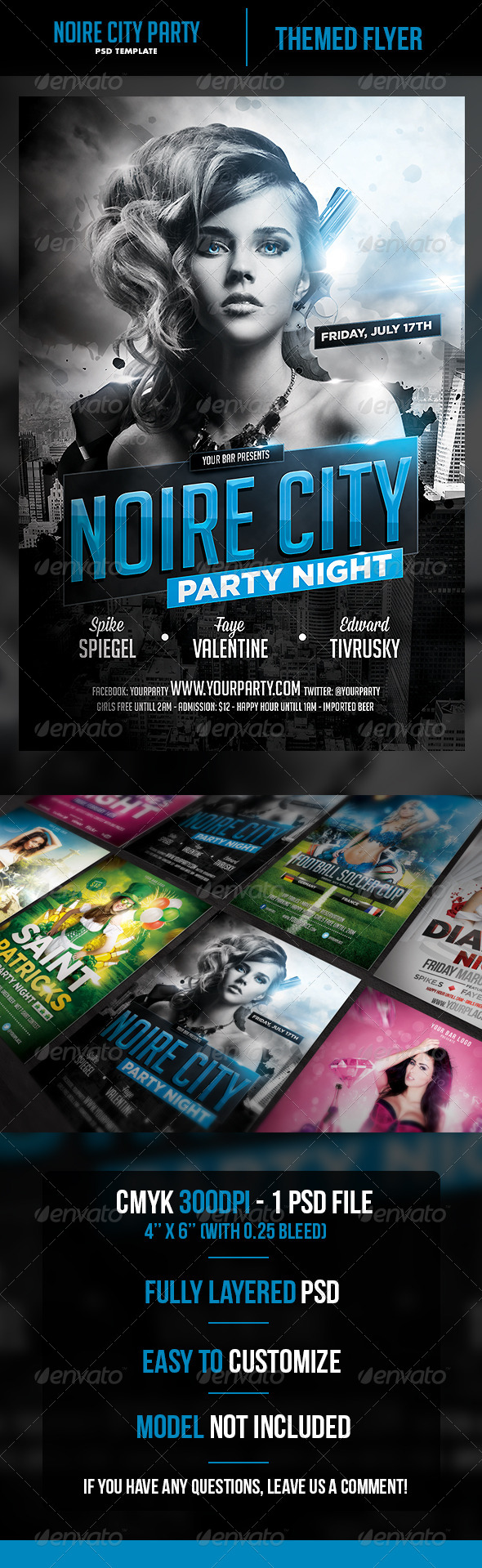 Noire City Party Flyer Template