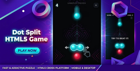 Dot Split | Reflex Puzzle Game (Mobile and web Game)