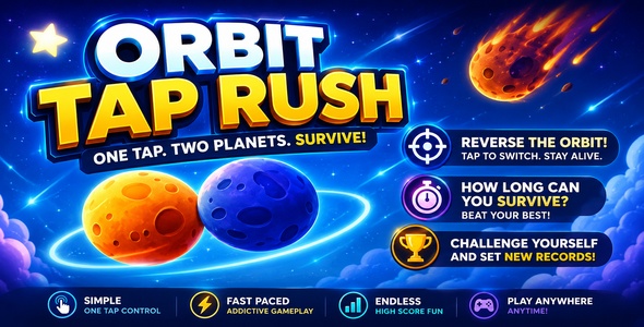 Orbit Tap Rush | Construct 3 Game Template