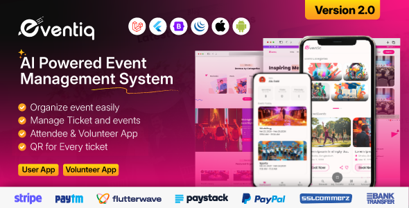 Eventiq | Event Management with Ticket Booking Web and Mobile App