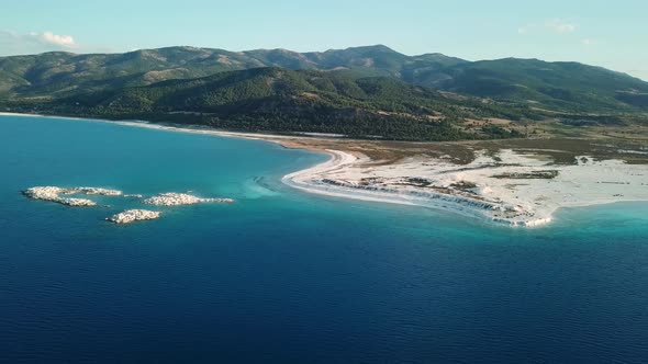 Salda Lake, Burdur, Turkey. Salda Lake Aerial View white sand