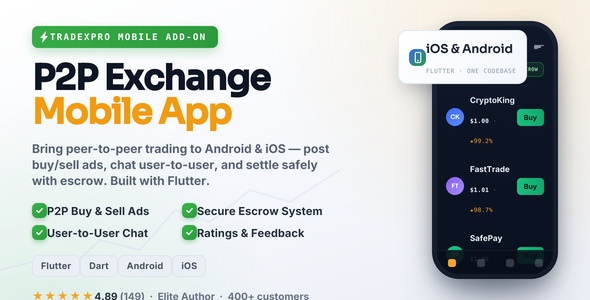 Tradexpro P2P - Mobile App Crypto Exchange Addon