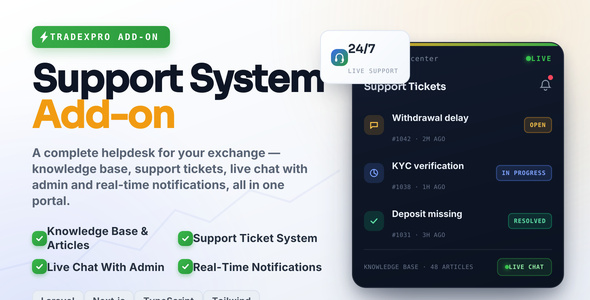 Tradexpro - Knowledge Base Support System Addon
