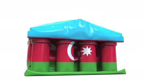 Deflating Bank or Government Building with Flag of Azerbaijan alt