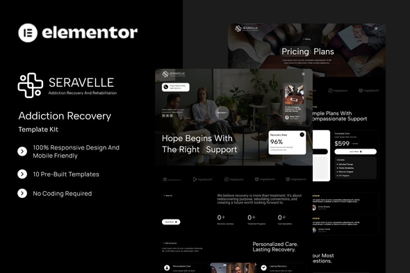 Seravelle - Addiction Recovery Elementor Template Kit