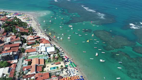 Tropical summer beach. Brazilian beach tourism landmark.