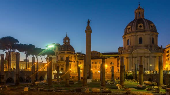 Time Lapse of Roman Forum in Rome , Italy