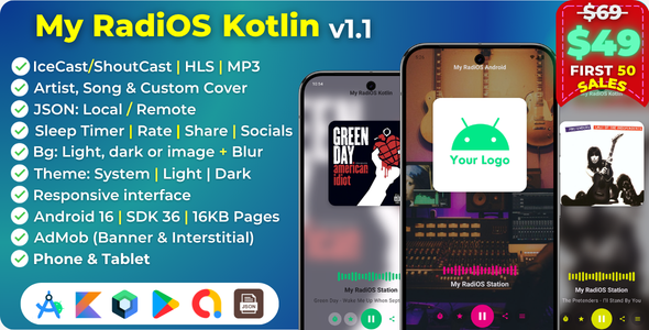 My RadiOS Android | Radio Streaming Kotlin & Jetpack Compose App Template