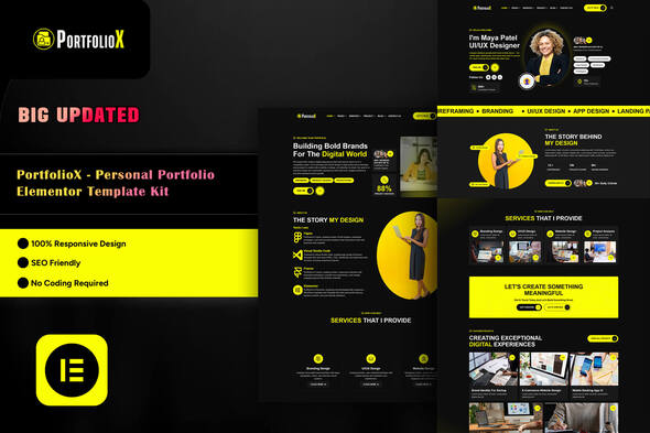 PortfolioX - Personal Portfolio Elementor Template Kit