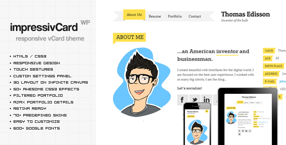 impressivCard WP - Responsive vCard Theme