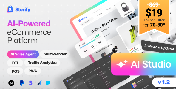 Storify - NextJs eCommerce Platform with POS, AI Sales Agent, PWA & Multi-Vendor