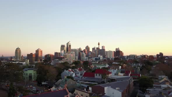 Sydney Australia Morning Skyline Drone Shot 4k