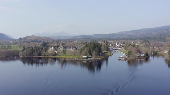 Aerial View of Fort Augustus on the Shores of Loch Ness Scotland