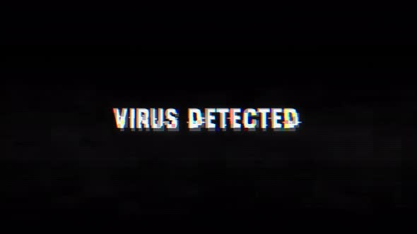Virus Detected glitch text with noise and vhs background