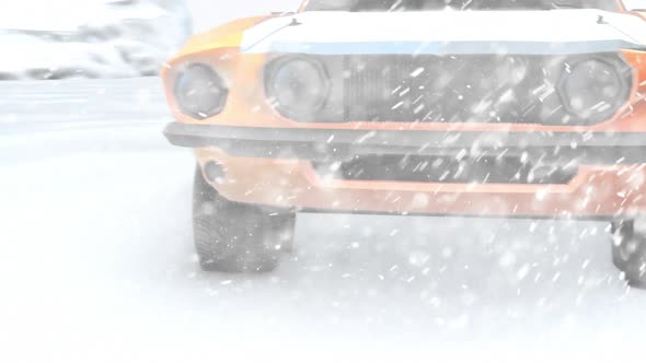 Car driving in the snow alt