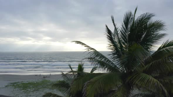 Aerial footage revealing a beach of the Pacific Ocean