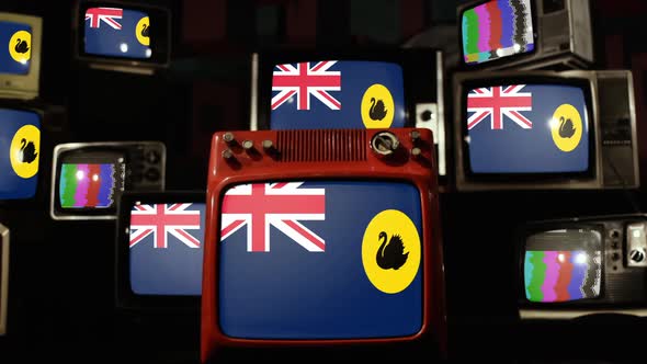 Flag of Western Australia on Retro TVs.