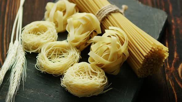 Uncooked Spaghetti and Wheat