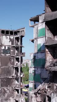 Vertical Video of War in Ukraine  Destroyed House