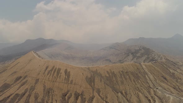 Mountain Landscape with an Active Volcano