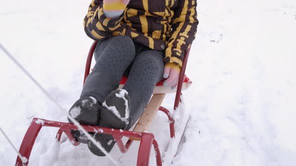 Girl Ride on Sledge