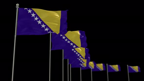 Bosnia and Herzegovina  Row Of Flags Animation Include Alpha Channel alt