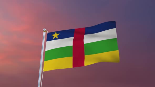 Flag Of Central African Republic Waving