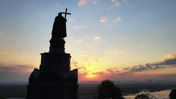 Kyiv, Ukraine : Monument To Vladimir the Great at Dawn in the Morning.