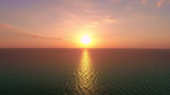 Aerial view Beautiful view sunset or sunrise over sea surface