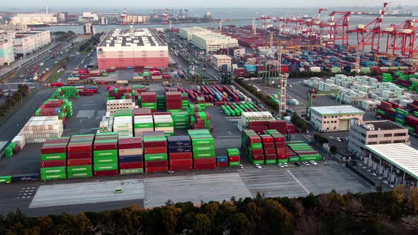 Container Terminal Seaport Cargo Vehicle Tokyo