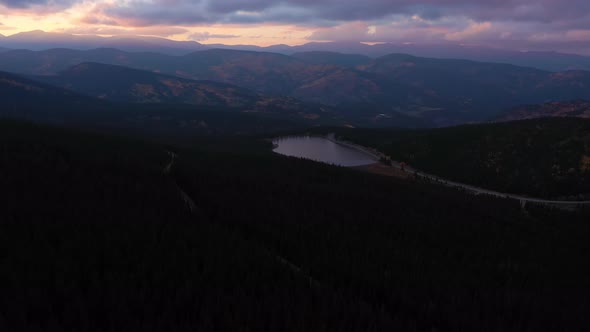 Echo Lake in Mount Evans Area at Sunset in Autumn