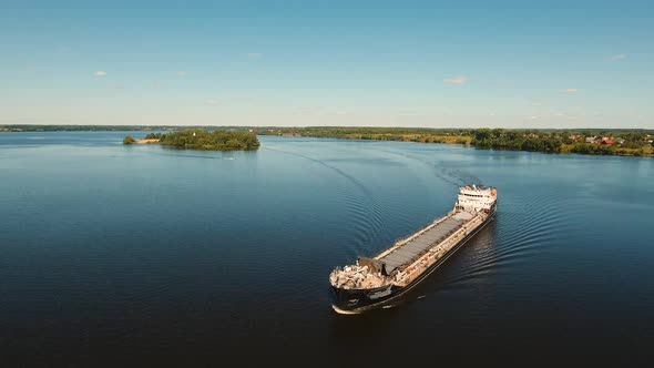 Aerial viewBarge on the River