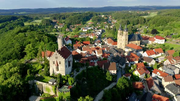 Goessweinstein with castle and basilica, Franconia, Germany