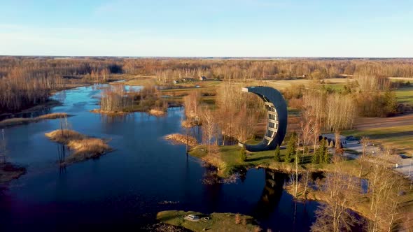 Modern Construction Observation Tower in Kirkilai  Aerial Dron Shot