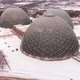 Drone Aerial of Milwaukee Domes at Mitchell Park during winter in Wisconsin - VideoHive Item for Sale