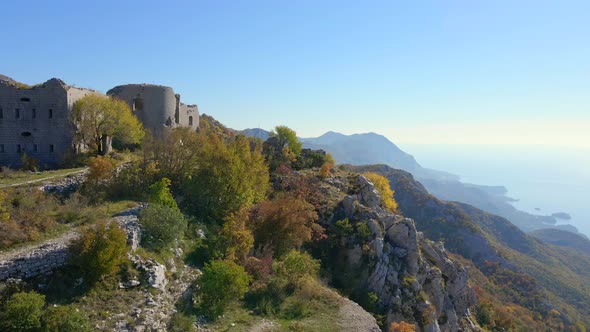 Aerial Shot of the Fortress Kosmach in Montenegro