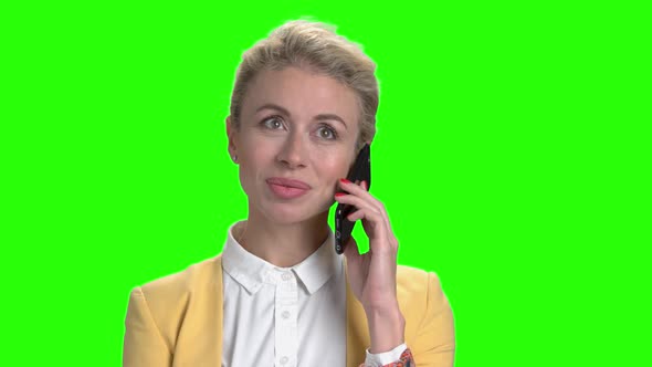 Cheerful Business Lady Talking on Phone.