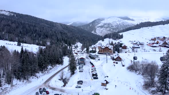 Aerial view of Bachledova dolina in the village of Zdiar in Slovakia